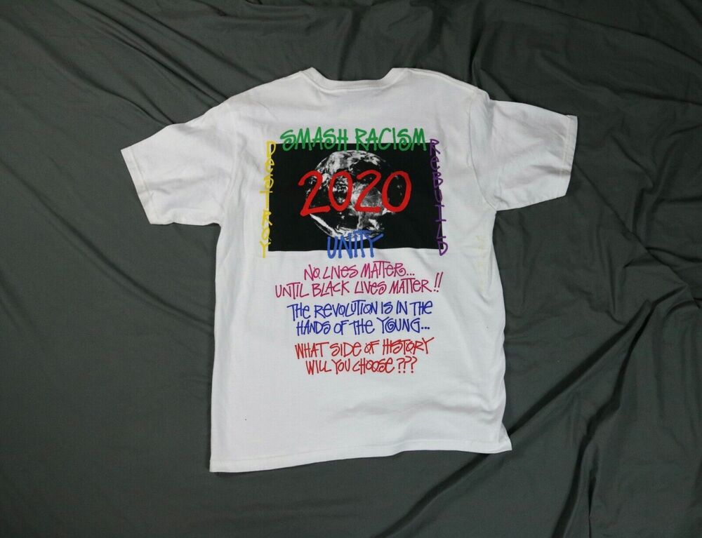 New Stussy T Shirt Mens 8 Ball M Earth in the Corner Pocket BLACK LIVES MATTER